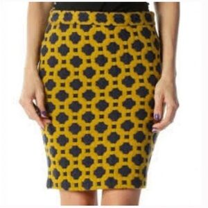 Anthropologie Charlie and Robin Quilted Wool Geometric Patterned Skirt, Size 2